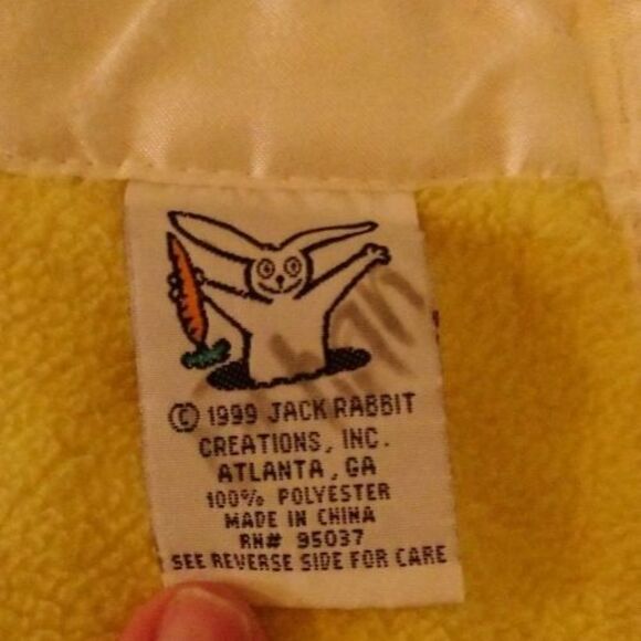 VTG 1999 Satin Trim Baby Security Blanket Yellow Ducks Jack Rabbit Creations - Picture 6 of 6